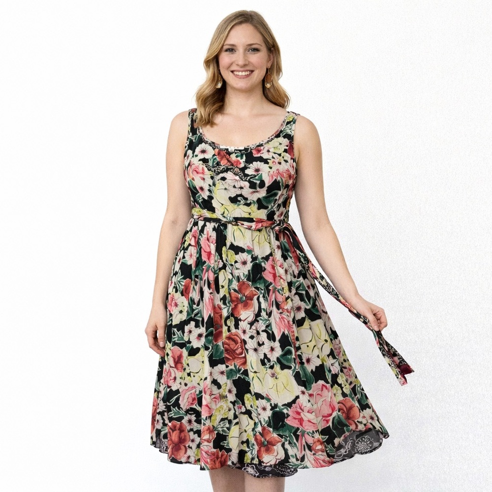 Cabi Reversible Floral Fit & Flare Midi Dress Style #898 | Size M